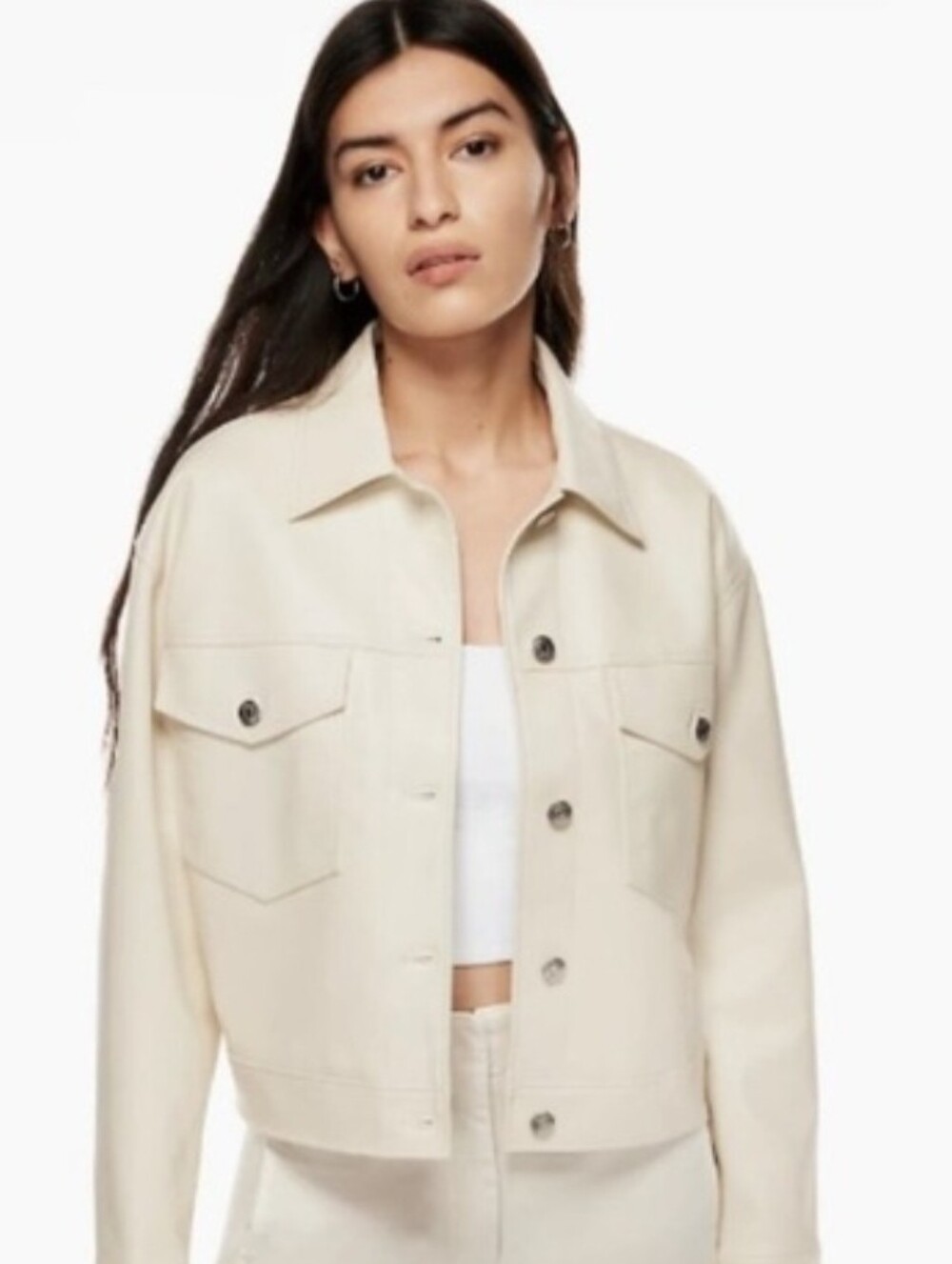 Aritzia Wilfred Autumn Vegan Leather Shirt Jacket Birch Size M